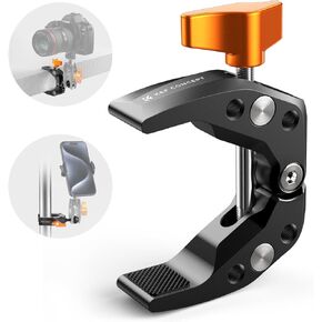 K&F Concept Super Clamp Camera Clamp with 360° Ballhead, Clamp Mount with Adapter for GoPro/AKASO/Insta360 Action Cameras, 1/4"-20 Screw for Camera Monitor, Cold Shoe Mount for Light Microphone.