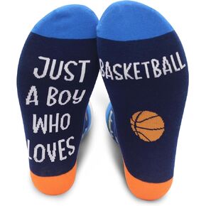 Just A Boy Who Loves Basketball Socks - Birthday Christmas Funny Gifts For Teen Boys, Novelty Gifts For Basketball Lover, Basketball Player, Sports Lover, 1 Pairs. (106)