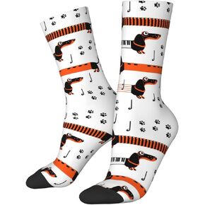 Dachshund Dog Piano Music Mid-Calf Boot Socks Soft Breathable Crew Socks Novelty Sport Athletic Socks For Women Men
