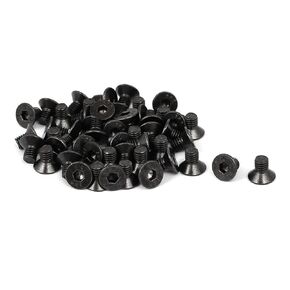uxcell M2x6mm Black Nickle Plated Grade 10.9 Flat Head Hex Socket Cap Screw Bolt 50pcs