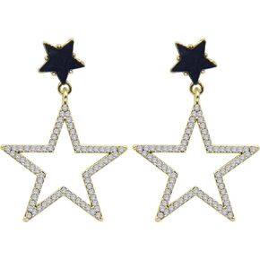 Women’s Star Earrings Crystal Star Tassel Earrings Gold Silver Black White Star Earring for Girls