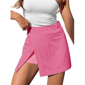 Fisoew Womens Tennis Skorts Skirt Athletic High Waisted Inner Shorts Side Slit Workout Golf Skirts