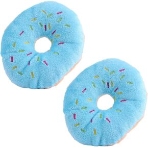 2 PCS Blue Donut Shape Plush Pet Toy,Lovely Donut Shaped Squeaky Squeaking Sound Toy for Pet Chew Toy Squeaky Plush Dog Toy Blueberry Squeaky Plush Dog Toy Chew Guard Technology Dog Squeak Toys in Kuwait