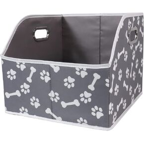 Large Dog Toy Storage Bin, Foldable Trapezoid Box with Handles | Canvas Fabric,Large Capacity, for Pet Supplies,Pet Toy Organizer Basket, Sturdy Metal Handles ,Easy Carry pet storage-Gray in Kuwait