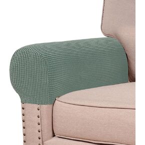 Stretch Armrest Covers Spandex Jacquard Arm Covers for Chairs Couch Sofa Armchair Slipcovers for Recliner Sofa 2pcs (Grey)