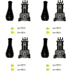 4 sets Fuel Injector Connector EV1 Waterproof 2 Way Fuel Injector Wiring Connectors Plug Harness Kit, total 24pcs
