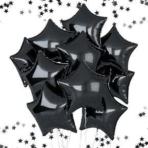 18 Inch Black Star Balloons, 10 Pcs Black Gold Star Shape Foil Balloon Helium Balloons, Big Mylar Star Balloons for Wedding, Baby Shower, Birthday Party Decorations