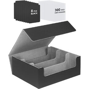 Trading Card Storage Box, 1800+ PU Leather Black Magnetic card holder, Commander card deck case, Magic Card Protectors Fit for game cards sports cards