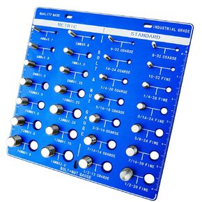28 Nut and Bolt Thread Checker, Metic/Standard Bolt Size Identifier Gauge with Inch & Centimeter Ruler, Screw Thread Gauge (Blue)