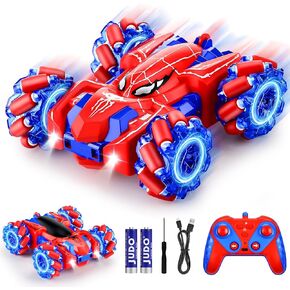 Remote Control Spider Car for Boys Double Sided RC Stunt Cars Toys 360°Rotating 4WD Off-Road RC Car with Cool Headlights 2.4Ghz Rechargeable Toy Car for 4-6 5-7 6-8 8-12 Boy Girl Birthday Gifts