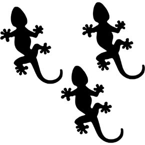 WSQ Retractable Screen Door Decals (3-Pack) - Gecko (Black) - Keep Children Safe, Alert Birds, Dogs, Kids - Window Safety Stickers - Warn and Protect Size 4