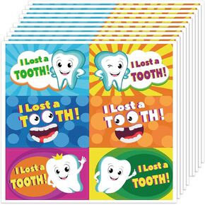 60 Pcs I Lost a Tooth Stickers Lost Tooth Stickers Dental Stickers Tooth Fairy Stickers Tooth Stickers for Boys and Girls Tooth Fairy Box Decor