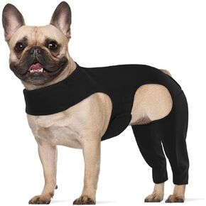 ROZKITCH Dog Surgery Recovery Sleeve Rear Right Left Leg, Pet Prevent Licking Wound Elbow Brace Protector, Dog Recovery Suit Cone Collar Alternative for Sprain ACL CCL Arthritis Joint Care Black XS
