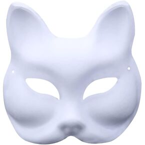 3 Pcs DIY Paper Masks Masquerade Cat Masks Paintable Blank Masks Dance Party Cosplay Masks White Hand Painted Mask for Halloween Cat