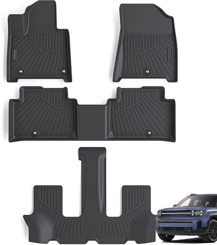 Floor Mats & Big Cargo Liners Compatible for 2024-2025 Hyundai Santa fe，All Weather 3 Rows Floor Liners and Trunk Mat Anti-Slip Rubber Mats-Black（Not Suitable for Hybrid） in Saudi Arabia