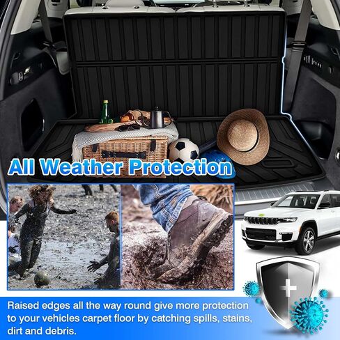 Cartist Cargo Liner Compatible with 2021 2022 2023 2024 Jeep Grand Cherokee L All Weather Rear Trunk Mat TPE (Behind The 2nd Row Seats)(Not Fit Grand Cherokee) in Saudi Arabia