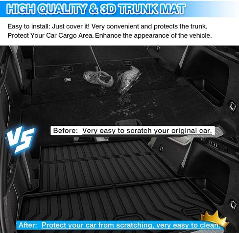 Cartist Cargo Liner Compatible with 2021 2022 2023 2024 Jeep Grand Cherokee L All Weather Rear Trunk Mat TPE (Behind The 2nd Row Seats)(Not Fit Grand Cherokee) in Saudi Arabia
