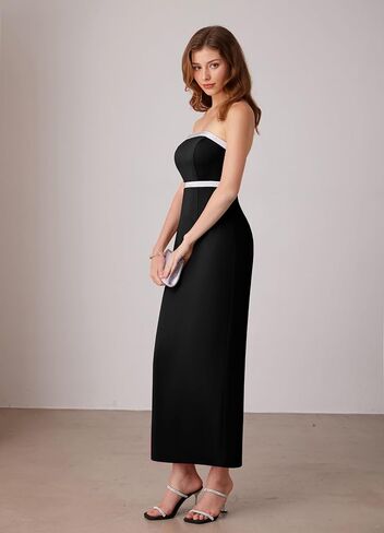 GRACE KARIN Womens Strapless Tube Dress Backless Bodycon Elegant Wedding Cocktail Party Maxi Long Dresses with Back Slit in Saudi Arabia