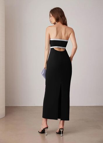 GRACE KARIN Womens Strapless Tube Dress Backless Bodycon Elegant Wedding Cocktail Party Maxi Long Dresses with Back Slit in Saudi Arabia