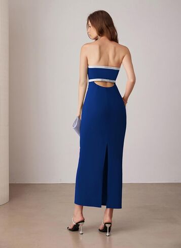 GRACE KARIN Womens Strapless Tube Dress Backless Bodycon Elegant Wedding Cocktail Party Maxi Long Dresses with Back Slit in Saudi Arabia