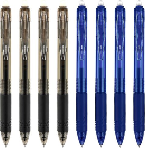 Sibba 8 Colors Retractable Erasable Gel Pens Clicker, 0.7 mm Bullet Tip Erasable Pens Make Mistakes Disappear, Premium Comfort Grip Fine Point Gel Pens for Drawing Crossword Puzzles & Writing Plan in Saudi Arabia