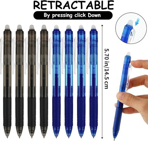 Sibba 8 Colors Retractable Erasable Gel Pens Clicker, 0.7 mm Bullet Tip Erasable Pens Make Mistakes Disappear, Premium Comfort Grip Fine Point Gel Pens for Drawing Crossword Puzzles & Writing Plan in Saudi Arabia