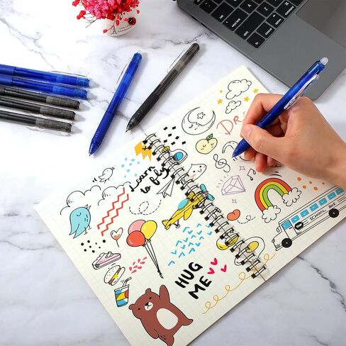 Sibba 8 Colors Retractable Erasable Gel Pens Clicker, 0.7 mm Bullet Tip Erasable Pens Make Mistakes Disappear, Premium Comfort Grip Fine Point Gel Pens for Drawing Crossword Puzzles & Writing Plan in Saudi Arabia