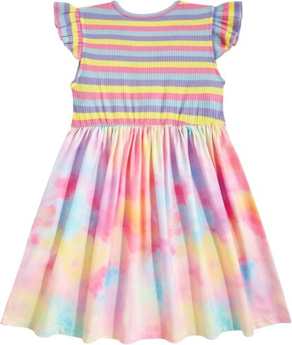 فستان Vieille للفتيات الصغيرات للصيف فساتين كاجوال للأطفال بأكمام مرفرفة ومرقعة من عمر 3 إلى 8 سنوات in Kuwait