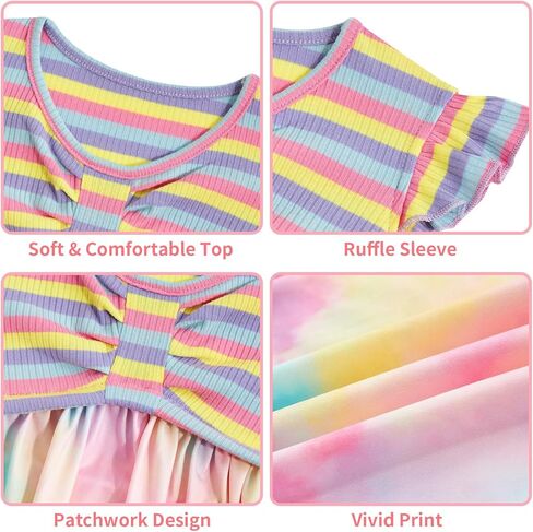 فستان Vieille للفتيات الصغيرات للصيف فساتين كاجوال للأطفال بأكمام مرفرفة ومرقعة من عمر 3 إلى 8 سنوات in Kuwait