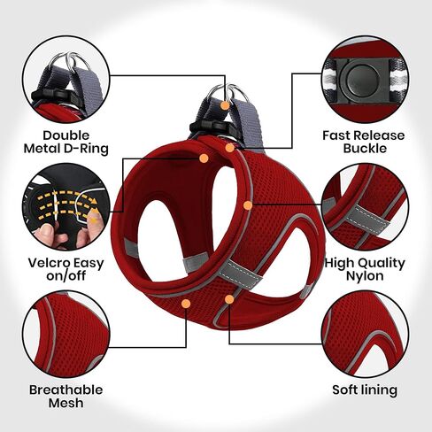 MITA Dog Harness and Leash Set - Puppy Harness - Cat Harness - Comfortable Step-in Big & Small Dog Harness, Breathable and Multi Weather Mesh Escape Proof Dog Harness - Secure & Comfortable in Saudi Arabia