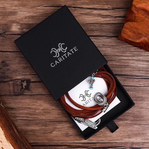 Multi-Layer Cowboy Boot Necklace for Women Men, Cool Silver Horseshoe Cactus Pendant Necklace with Turquoise, Cowgirl Jewelry Gifts for Women Girls in Saudi Arabia