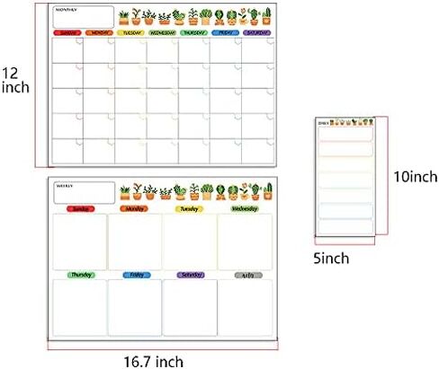 تقويم المسح الجاف للثلاجة، تقويم المسح الجاف، أوراق السبورة البيضاء المغناطيسية للمسح الجاف للتقويمات الشهرية والأسبوعية والمتعددة الاستخدامات، مخطط ومنظم جدول زمني متعدد الوظائف in Kuwait