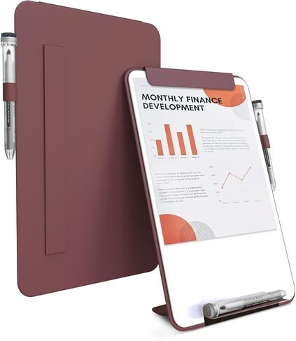 حامل السبورة البيضاء لسطح المكتب الزجاجي من TOWON، لوح مسح جاف جمالي مقاس 13.5 × 8.5 بوصة مع مجموعة حامل للمكتب والمنزل والمدرسة، كلاريت in Kuwait