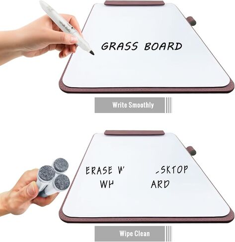 حامل السبورة البيضاء لسطح المكتب الزجاجي من TOWON، لوح مسح جاف جمالي مقاس 13.5 × 8.5 بوصة مع مجموعة حامل للمكتب والمنزل والمدرسة، كلاريت in Kuwait