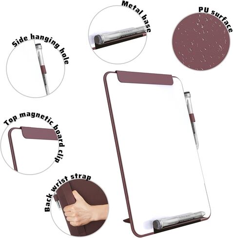 حامل السبورة البيضاء لسطح المكتب الزجاجي من TOWON، لوح مسح جاف جمالي مقاس 13.5 × 8.5 بوصة مع مجموعة حامل للمكتب والمنزل والمدرسة، كلاريت in Kuwait