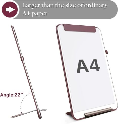 حامل السبورة البيضاء لسطح المكتب الزجاجي من TOWON، لوح مسح جاف جمالي مقاس 13.5 × 8.5 بوصة مع مجموعة حامل للمكتب والمنزل والمدرسة، كلاريت in Kuwait