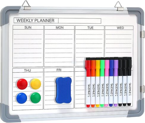 Weekly Dry Erase Board, 16"X12" Dry Erase White Board for Wall, Double-Side Small Weekly Calendar Whiteboard for Home, Office, School in Saudi Arabia