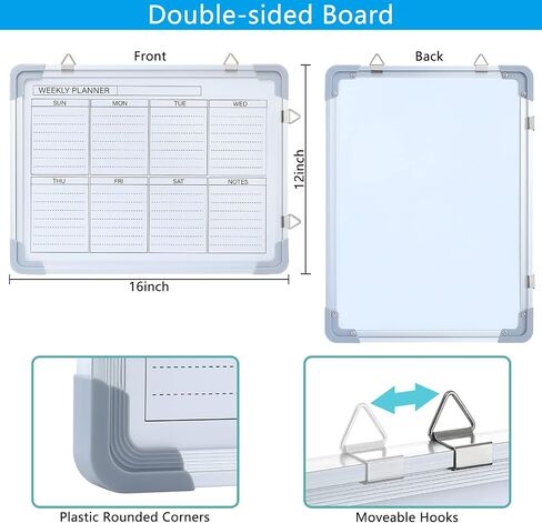 Weekly Dry Erase Board, 16"X12" Dry Erase White Board for Wall, Double-Side Small Weekly Calendar Whiteboard for Home, Office, School in Saudi Arabia