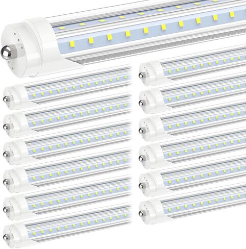 JESLED T8/T10/T12 8FT LED Tube Light, Single Pin FA8 Base, 50W 6000LM 5000K Daylight White, 270 Degree V Shaped LED Fluorescent Bulb (130W Equiv.), ETL Listed, Clear Cover, Dual-Ended Power (12-Pack) in Saudi Arabia