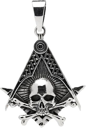 925 Silver Masonic Skull Crossed Bone Pendant Necklace Freemason Pride with Knights Templar Pendant for Men in Saudi Arabia