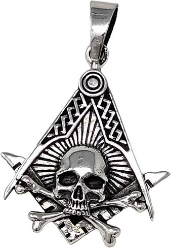 925 Silver Masonic Skull Crossed Bone Pendant Necklace Freemason Pride with Knights Templar Pendant for Men in Saudi Arabia