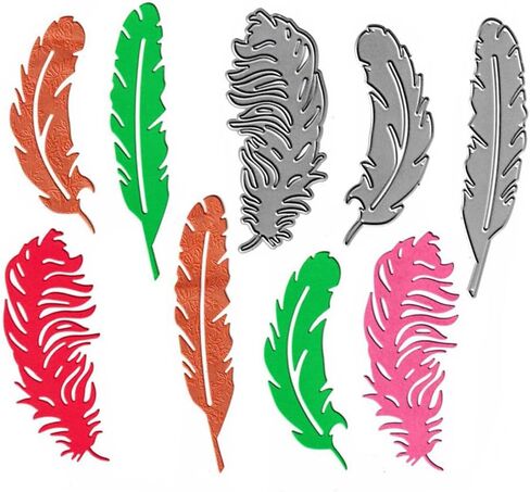 Metal 3pcs Feather Die Cuts, Plume Feathers Leaves Cutting Die DIY Crafts Template Mould Stencils for DIY Embossing Card Making Album Decorative Paper Scrapbooking in Saudi Arabia