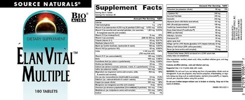 Source Naturals Elan Vital Multiple, Supports Brain, Heart, Liver, Immune, Energy Boost* - 30 Tablets in Saudi Arabia