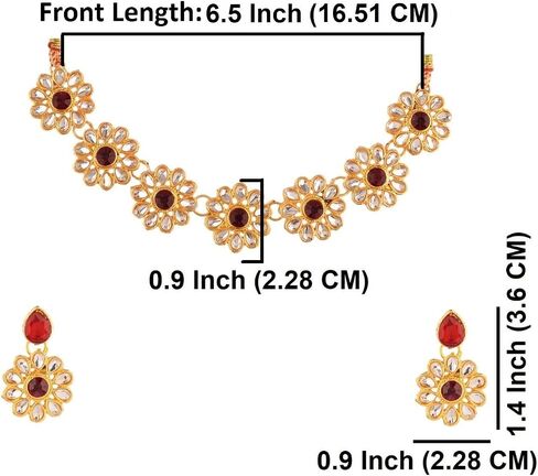 Efulgenz Indian Jewelry Sets for Women Bollywood Jewelry Indian Jewelry Choker Kundan Crystal Floral Necklace Earrings Bollywood Wedding Bridal Set in Saudi Arabia