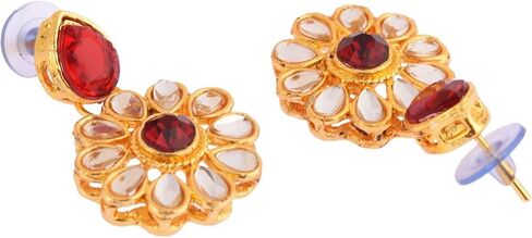 Efulgenz Indian Jewelry Sets for Women Bollywood Jewelry Indian Jewelry Choker Kundan Crystal Floral Necklace Earrings Bollywood Wedding Bridal Set in Saudi Arabia