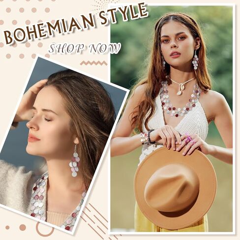 3 قطعة الطبقات مطرز قلادة مكتنزة سوار طقم من الحلقان للنساء بوهو 3 اللون قذيفة بيان المختنق الملابس هدية in Kuwait