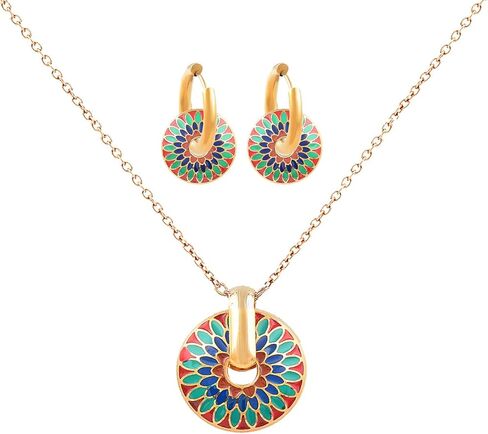 البوهيمي المينا ديزي زهرة مجوهرات الأزياء مجموعة للنساء ريترو لطيف عباد الشمس المختنق Huggie هوب طقم من الحلقان للنساء الفتيات هدية in Kuwait