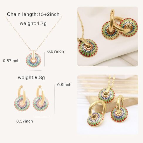 البوهيمي المينا ديزي زهرة مجوهرات الأزياء مجموعة للنساء ريترو لطيف عباد الشمس المختنق Huggie هوب طقم من الحلقان للنساء الفتيات هدية in Kuwait