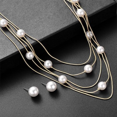 Nicole Miller Pearls Multi-strand Long Necklace Set with Pearl Earrings in Saudi Arabia