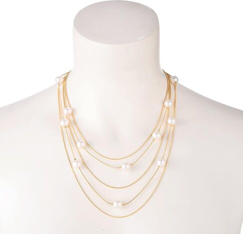Nicole Miller Pearls Multi-strand Long Necklace Set with Pearl Earrings in Saudi Arabia